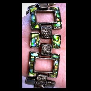Pave and blue green abalone shell style bracelet